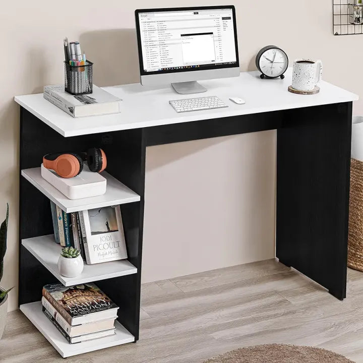 woodpoint3, Simple and Smart computer Table with side rack shelves space saving design multipurpose use
