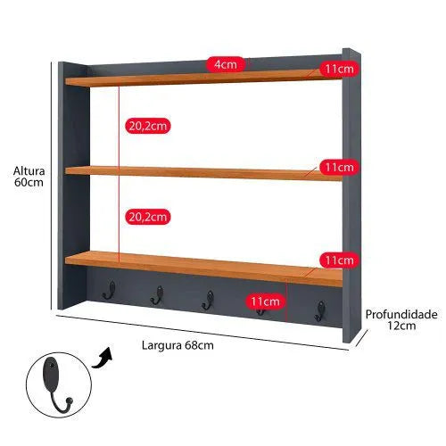 Woodpoint3, Wall mounted spice Rack, Kitchen organizer, Kitchen accessories