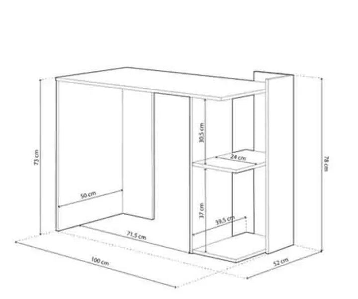 Woodpoint3, White and Oak Small Compact Computer Desk with Storage