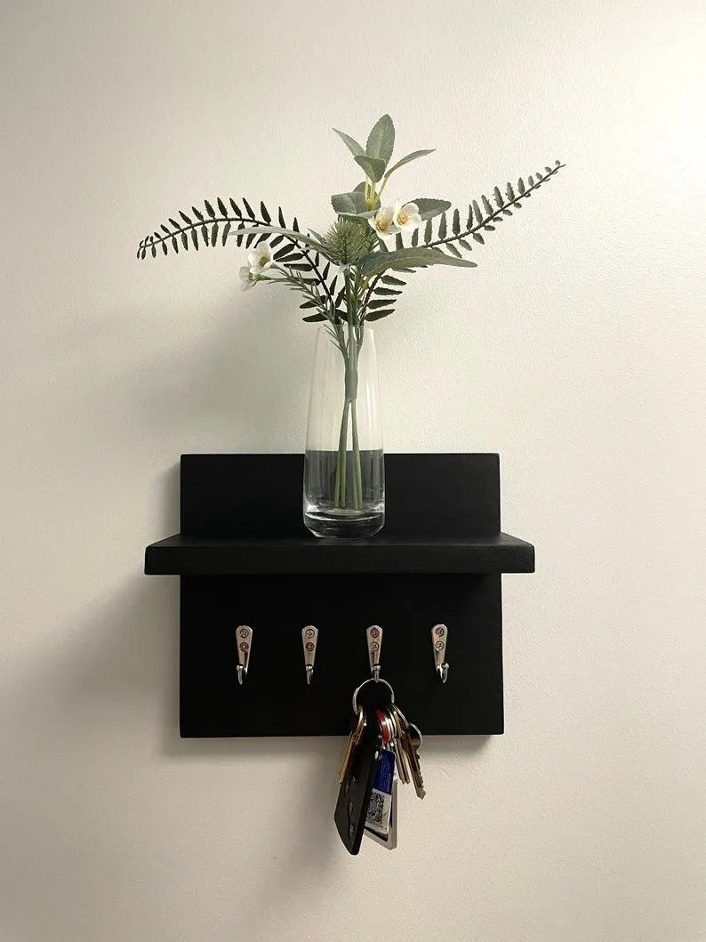 Woodpoint3, wall decor keychain holder with shelf for decoration figurines home decor item