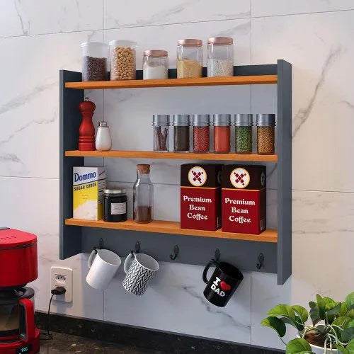 Woodpoint3, Wall mounted spice Rack, Kitchen organizer, Kitchen accessories