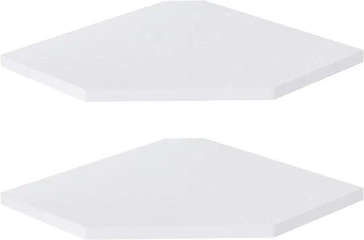 Woodpoint3, Corner Shelf Wall Mount, Corner Floating Shelves, Set of 2 Corner Wall Shelf Organizer, Rustic Wood Wall Storage Display Shelves for Living Room Bedroom Bathroom Kitchen, Rustic White