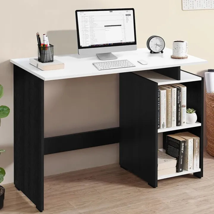 Woodpoint3, simple and Smart computer Table with side rack shelves space saving design multipurpose use