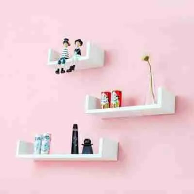 Woodpoint3,3 Wooden U Shape Wall Shelf , Wall Shelves for Bedroom and Living room ,Wooden Wall Shelf