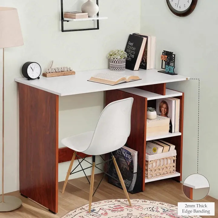 Woodpoint3, simple and Smart computer Table with side rack shelves space saving design multipurpose use
