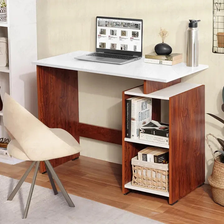 Woodpoint3, simple and Smart computer Table with side rack shelves space saving design multipurpose use