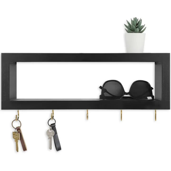 Woodpoint3, Decorative Key And Wallet Holder For Wall Holds Sunglasses, Leashes, Scarves And Lanyards -Entryway Organizer Made Of MDF Wood