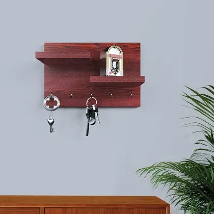 woodpoint3, Wall mounted keychain holder, for hanging keychain with shelves for mobile and decoration figurines