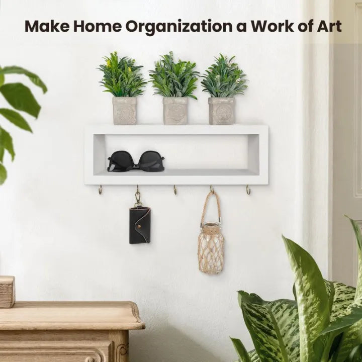 Woodpoint3, Decorative Key And Wallet Holder For Wall Holds Sunglasses, Leashes, Scarves And Lanyards -Entryway Organizer Made Of MDF Wood