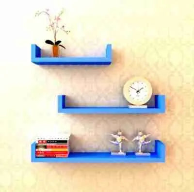 Woodpoint3,3 Wooden U Shape Wall Shelf , Wall Shelves for Bedroom and Living room ,Wooden Wall Shelf