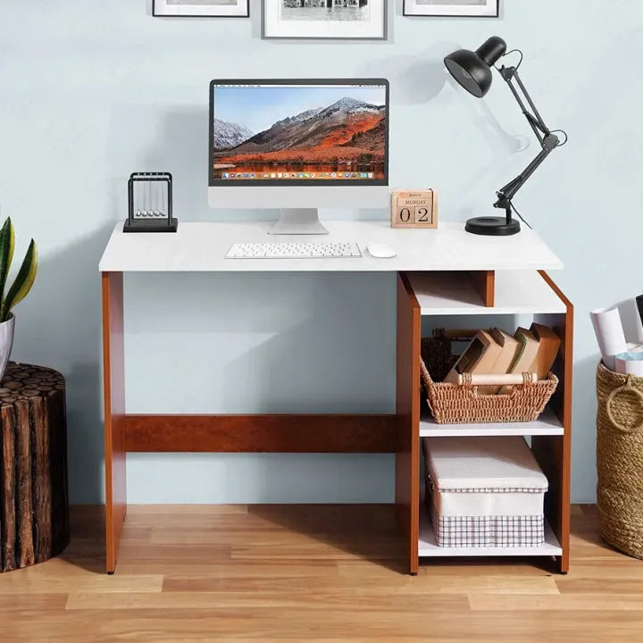 Woodpoint3, simple and Smart computer Table with side rack shelves space saving design multipurpose use
