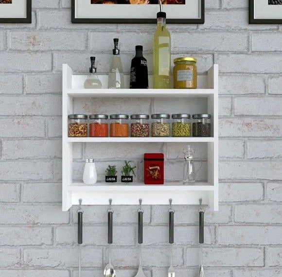 Woodpoint3, Wall mounted kitchen storage rack, Spice rack, kitchen organizer wooden shelves