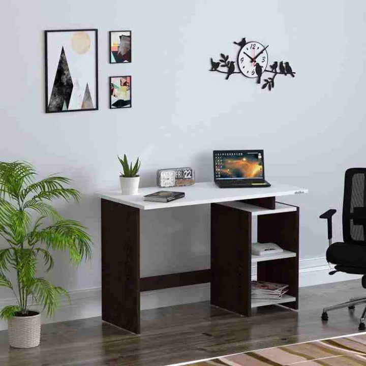 Woodpoint3, simple and Smart computer Table with side rack shelves space saving design multipurpose use