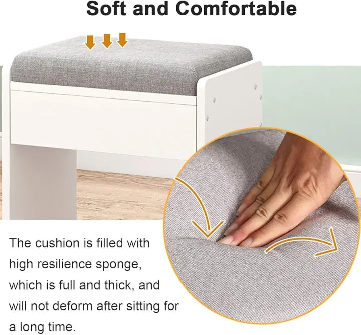 Woodpoint3,Stool for Dressing Table, Modern Minimalist Dressing Stool for Bedroom, Padded Low Stool, Non-Slip Wooden Stool for Home, Can Be Used for a Long Time