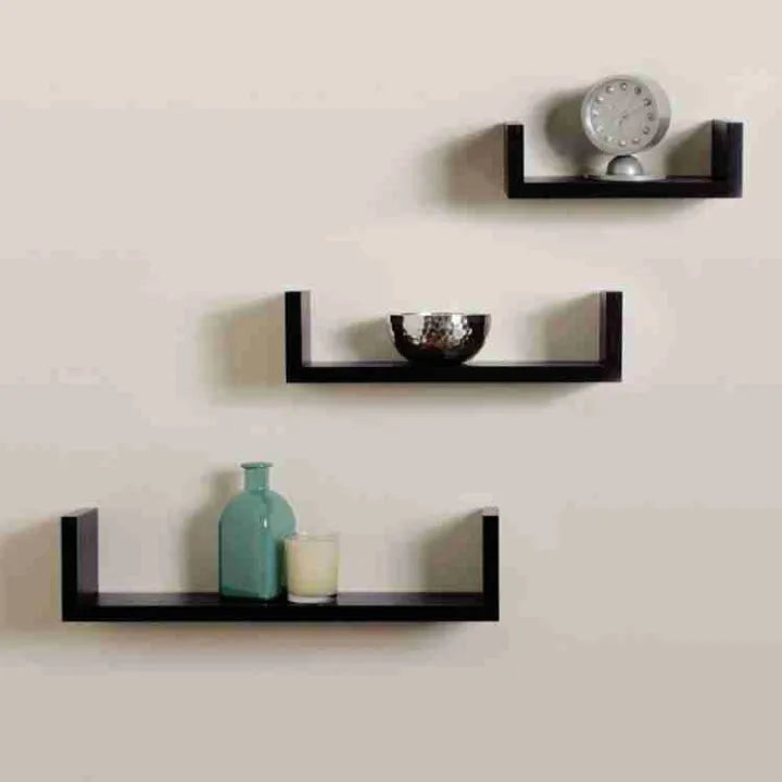 Woodpoint3,3 Wooden U Shape Wall Shelf , Wall Shelves for Bedroom and Living room ,Wooden Wall Shelf
