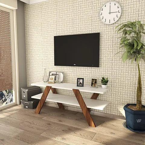 Woodpoint3, Modern Tv Console, Media stand simple and unique style perfect for living room and bedroom)